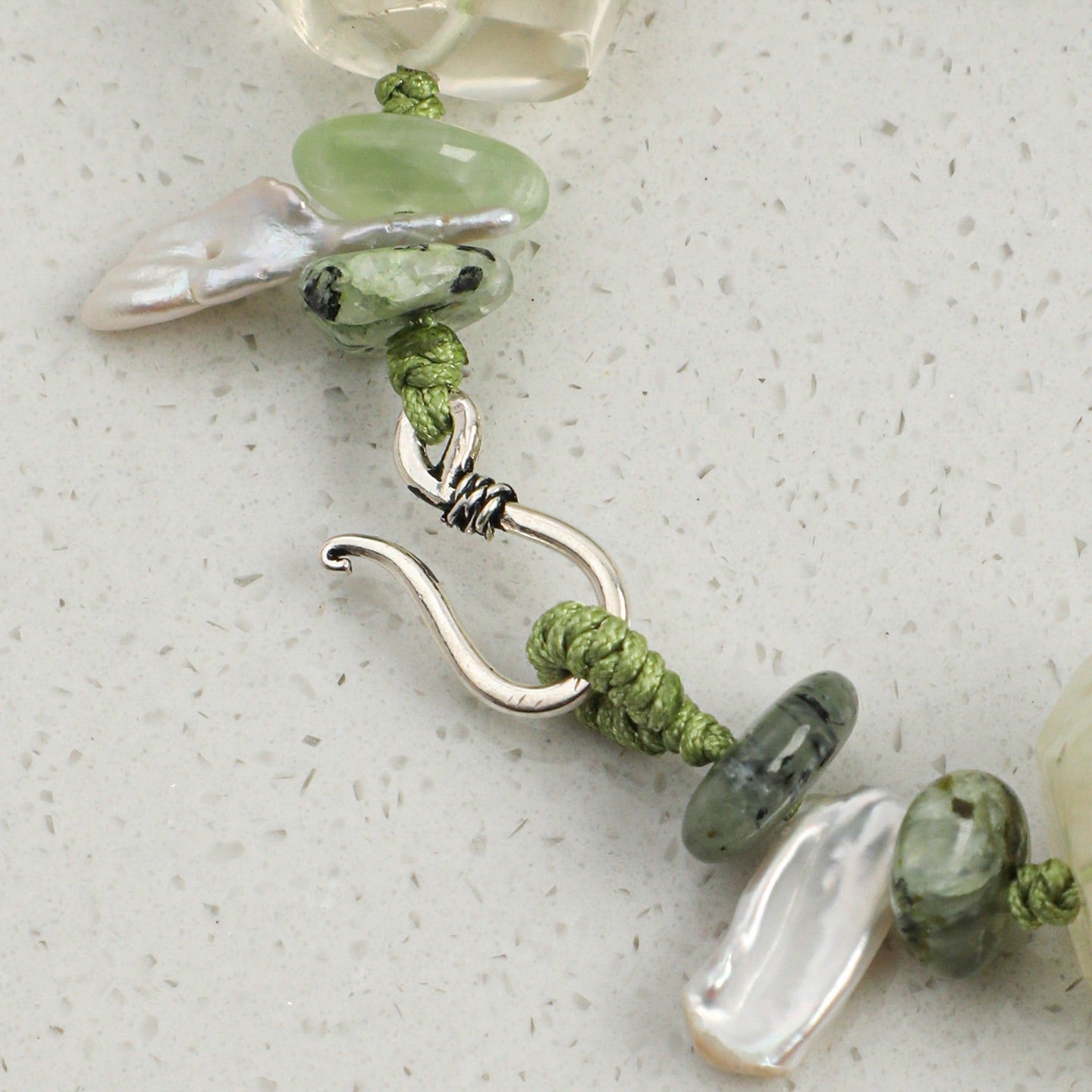 Prehnite Baroque Silver Bracelet