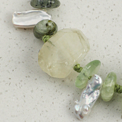 Prehnite Baroque Silver Bracelet