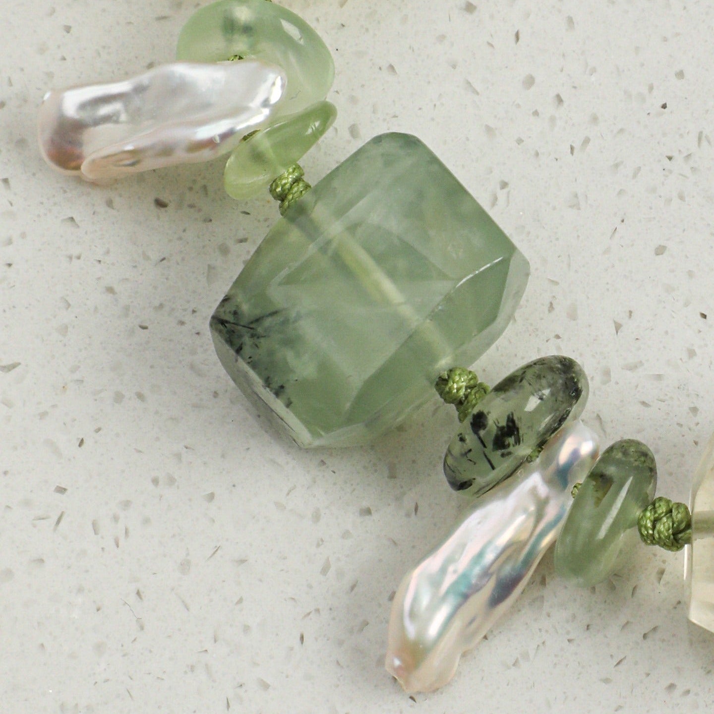 Prehnite Baroque Silver Bracelet