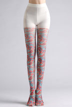 Red Paisley Tights with high elasticity and compression,shaping fit and ideal for weddings, parties, ethnic outfits, and street fashion