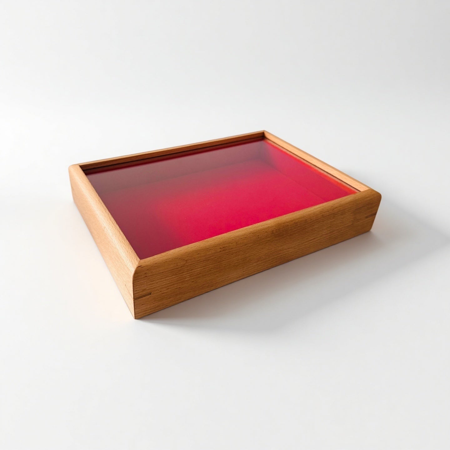 Red Velvet Wood Box With Transparent Slide Lid