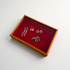 Red Velvet Wood Box With Transparent Slide Lid