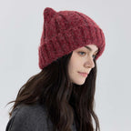 Red women kitty cap cat hat woolen in winter for warm