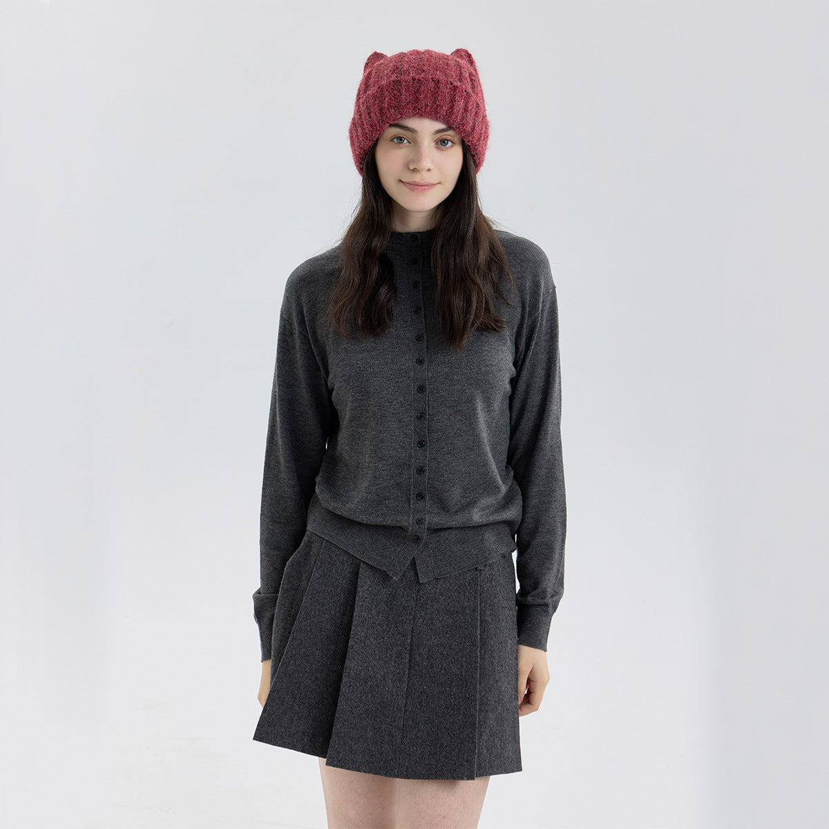 Red women kitty cap cat hat woolen in winter for warm