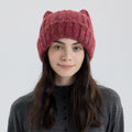 Red women kitty cap cat hat woolen in winter for warm