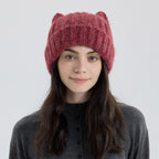 Red women kitty cap cat hat woolen in winter for warm