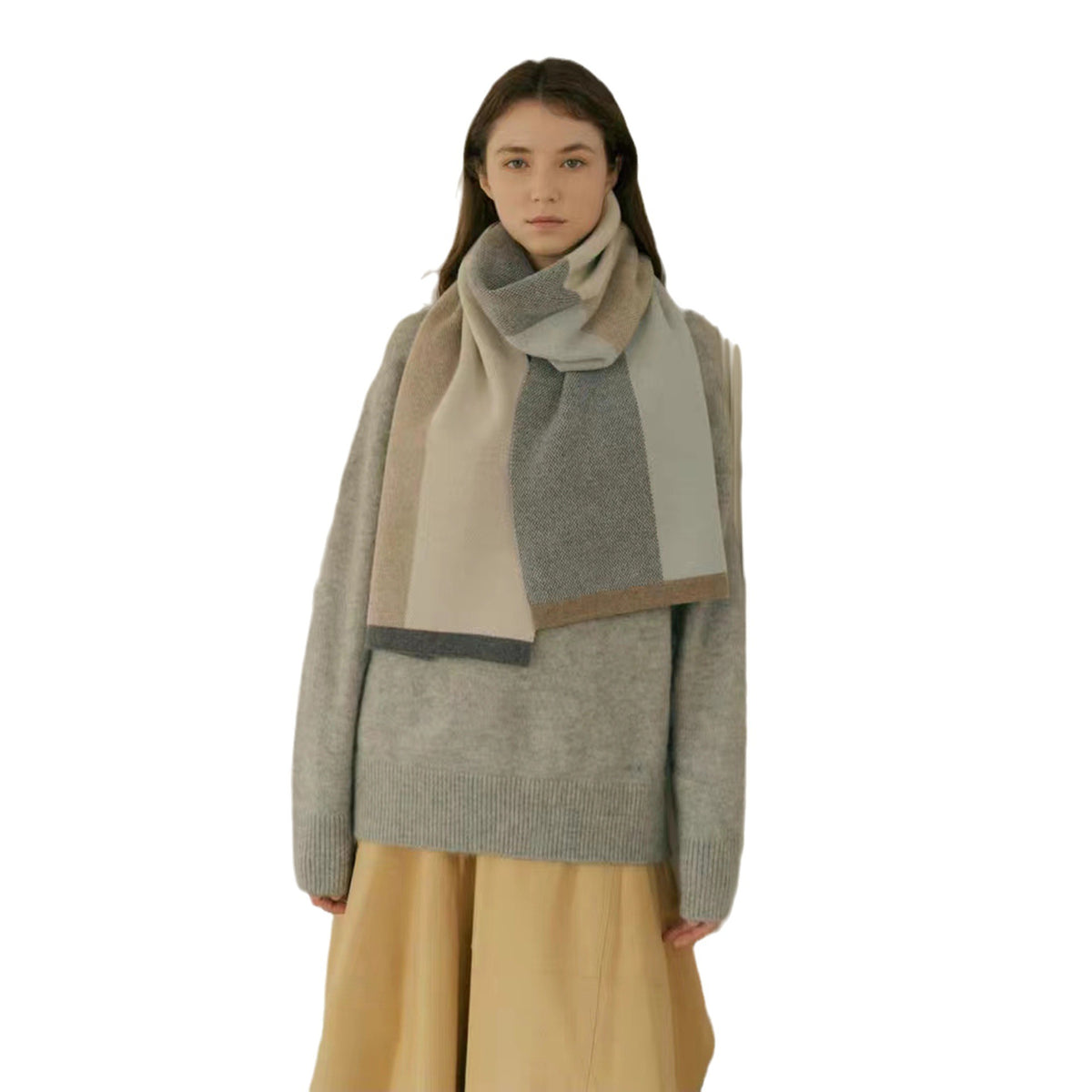 Retro Color Blocks Wool Scarf-Grainvity