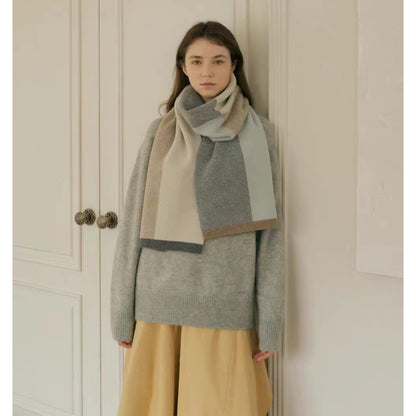 Retro Color Blocks Wool Scarf-Grainvity