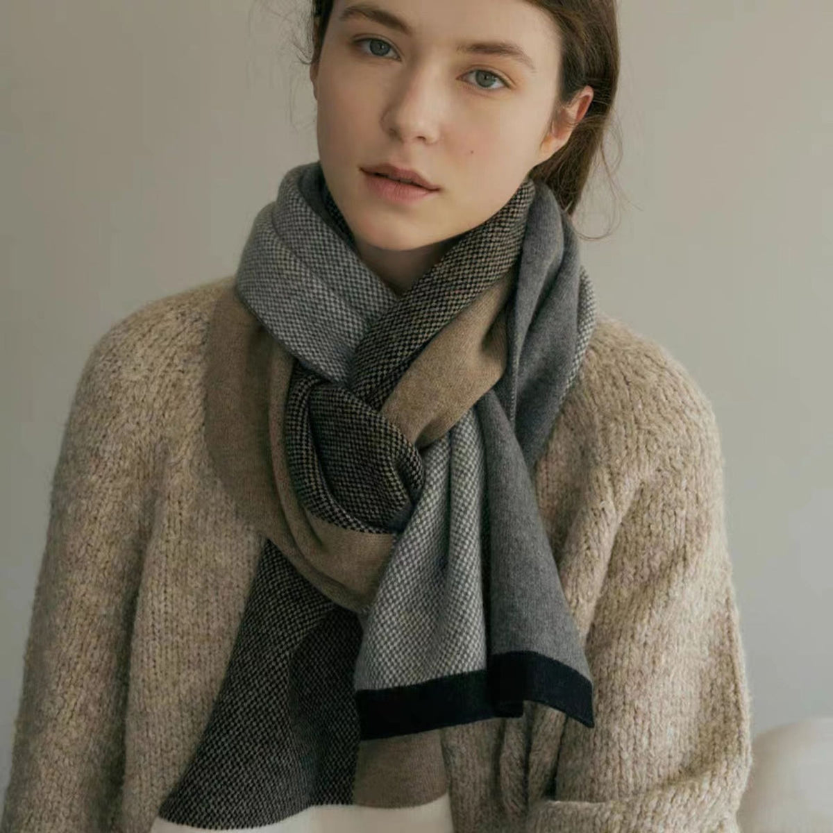 Retro Color Blocks Wool Scarf-Grainvity