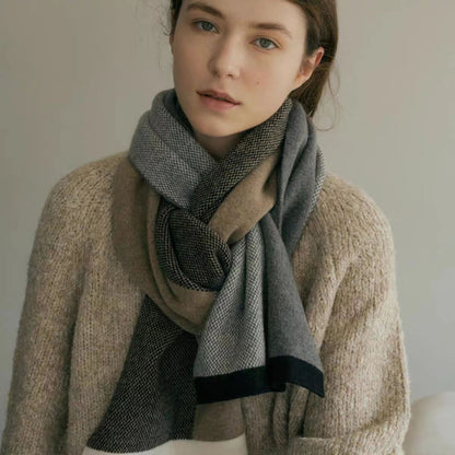 Retro Color Blocks Wool Scarf-Grainvity