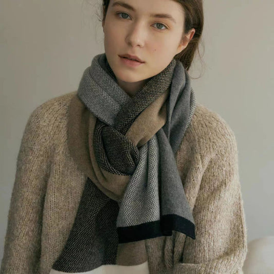 Retro Color Blocks Wool Scarf-Grainvity