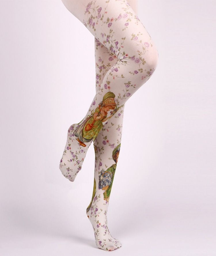 Retro Childlike Tights with high elasticity and compression,shaping fit and ideal for weddings, parties, ethnic outfits, and street fashion