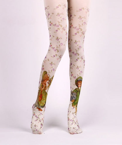 Retro Childlike Tights with high elasticity and compression,shaping fit and ideal for weddings, parties, ethnic outfits, and street fashion