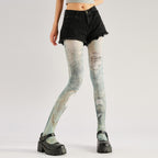 Vintage Ripped Jeans Print Tights with high elasticity and compression,shaping fit and ideal for weddings, parties, ethnic outfits, and street fashion