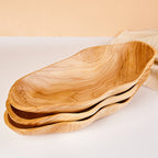 Rustic Wooden Fruit Bowl – Handcrafted Brown Wood Serving Bowl