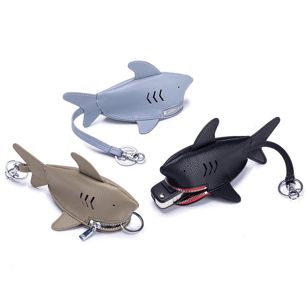 Shark Shaped Key Case – Creative Cowhide Key Holder & Bag Pendant