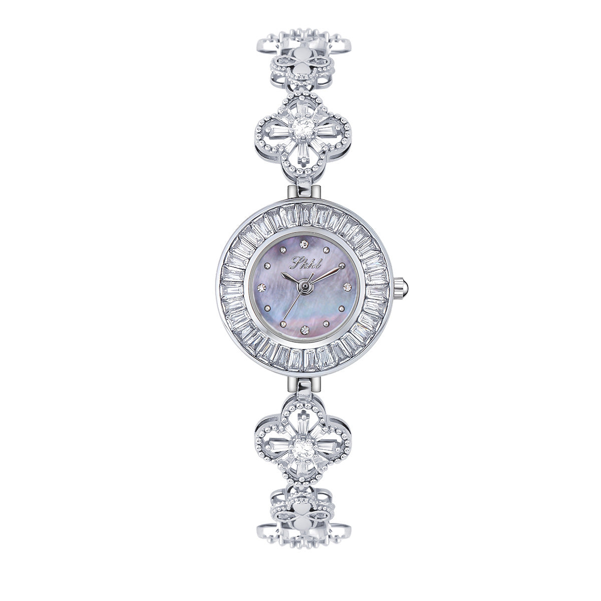 Silver Crystal Bracelet Watch for Women