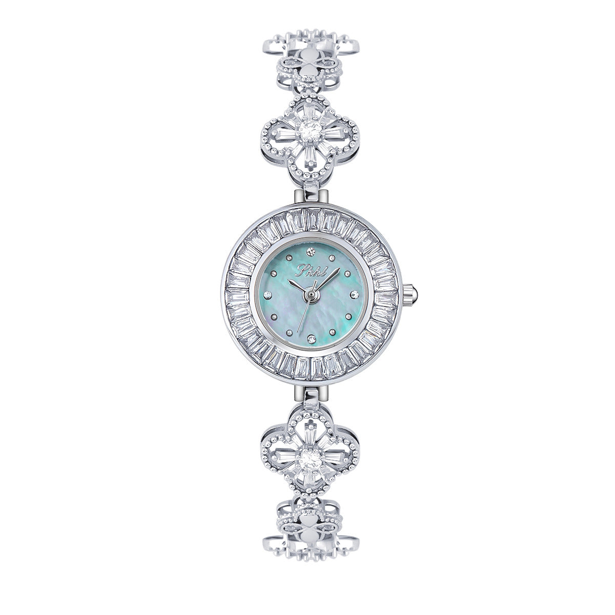 Silver Crystal Bracelet Watch for Women
