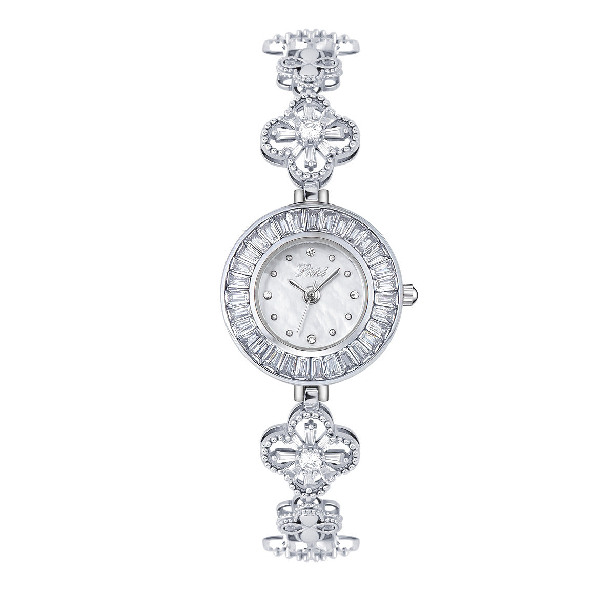 Silver Crystal Bracelet Watch for Women