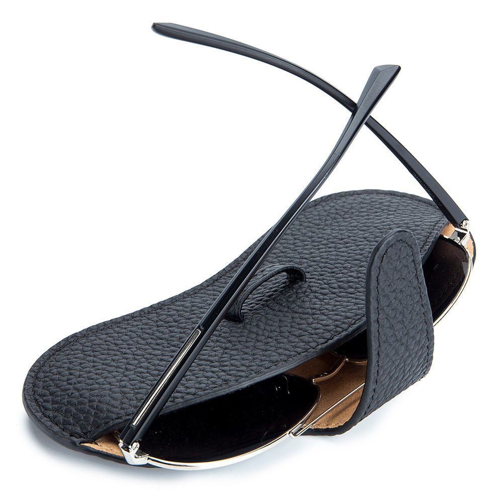 Slim Leather Glasses Case – Lychee Pattern Sunglasses Storage Bag