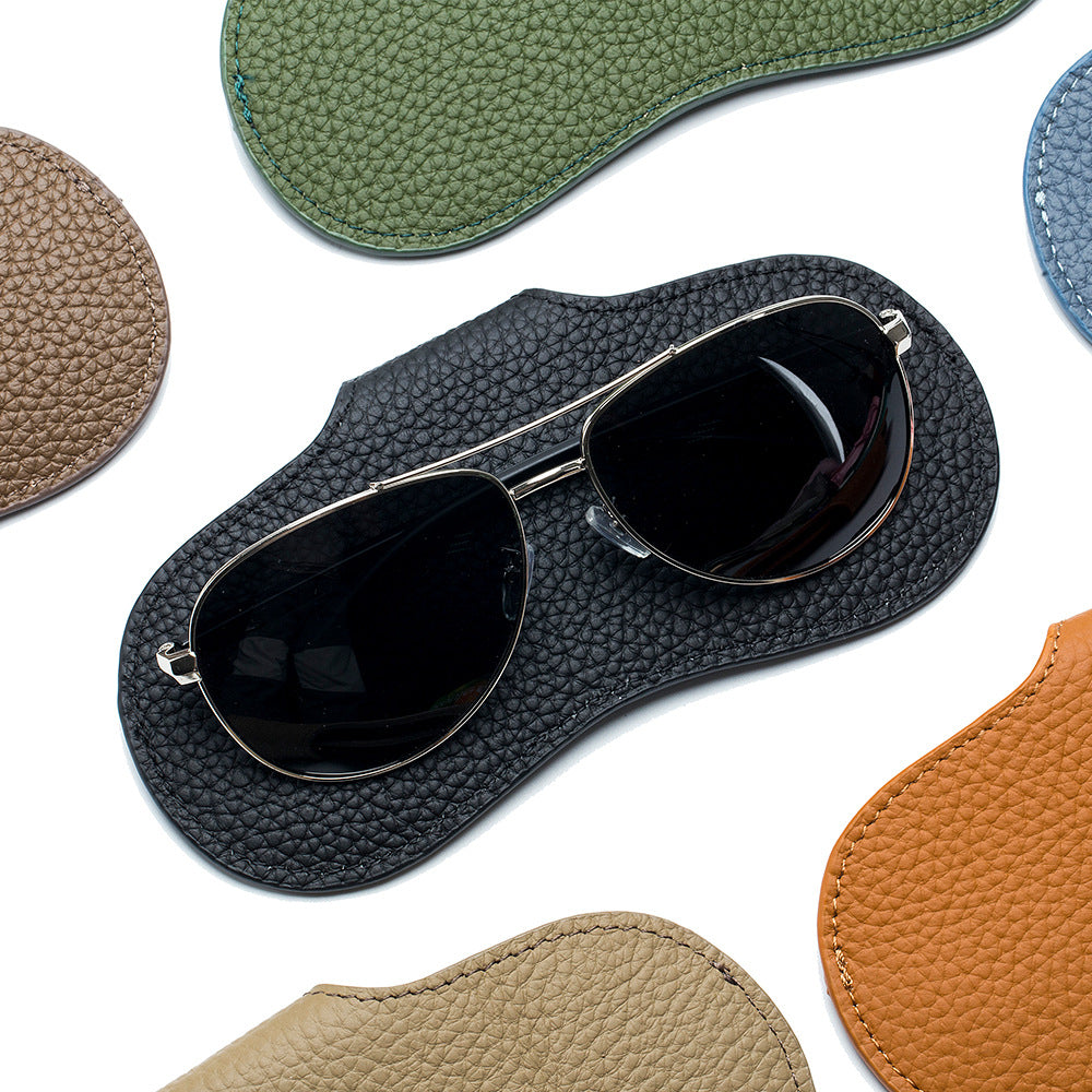 Slim Leather Glasses Case – Lychee Pattern Sunglasses Storage Bag