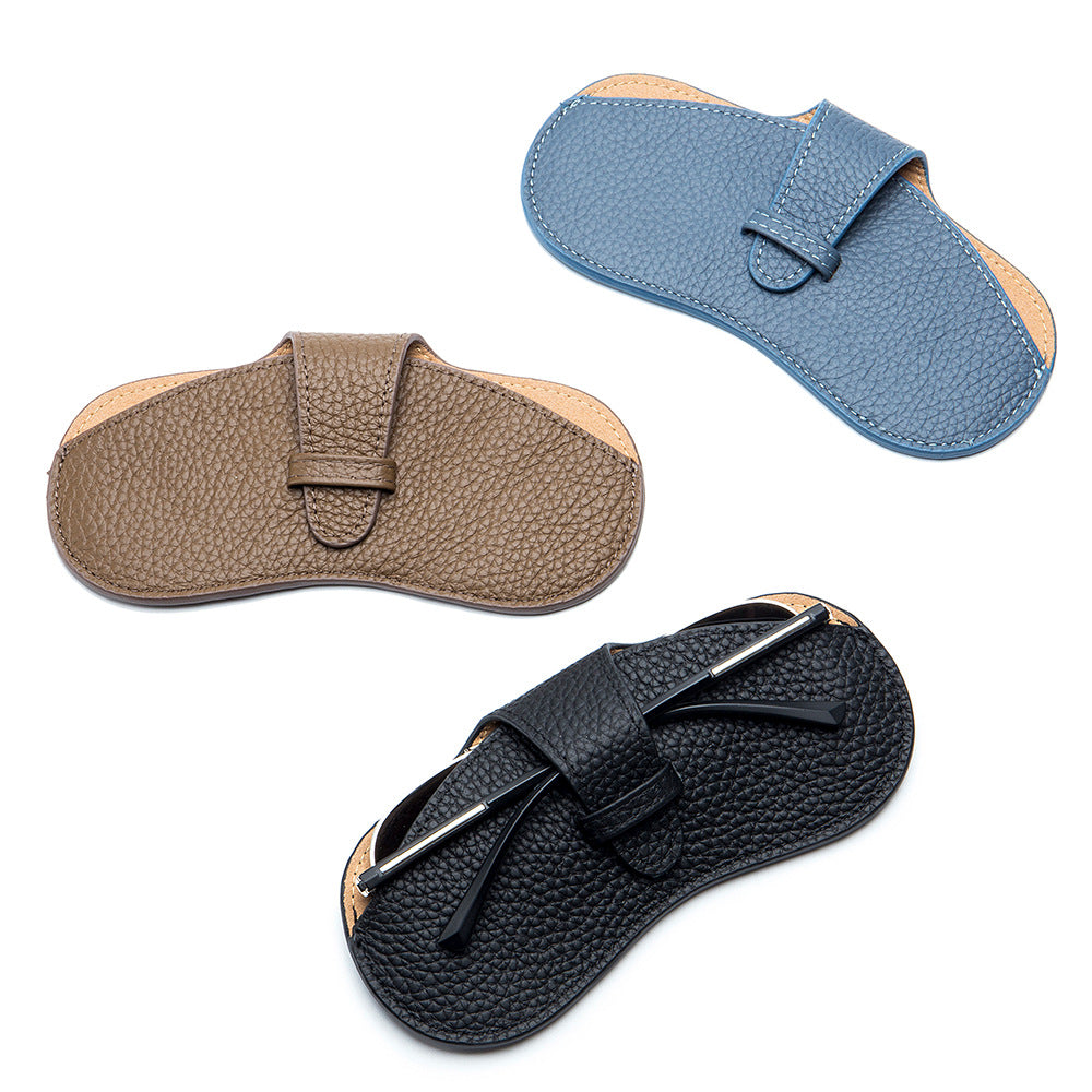 Slim Leather Glasses Case – Lychee Pattern Sunglasses Storage Bag