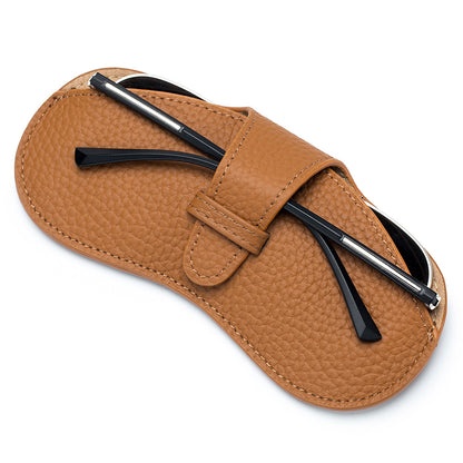 Slim Leather Glasses Case – Lychee Pattern Sunglasses Storage Bag