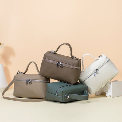 Square Leather Crossbody Bag – Genuine Cowhide  Shoulder Bag