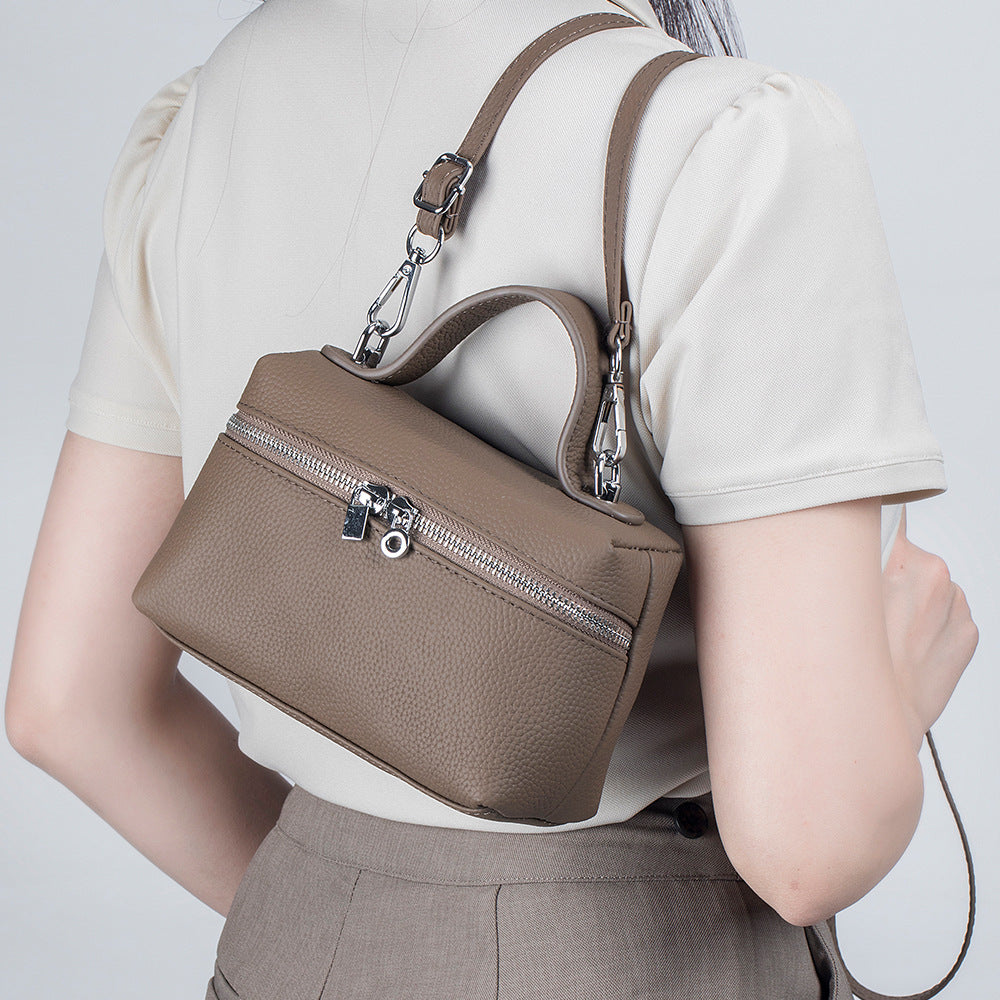 Square Leather Crossbody Bag – Genuine Cowhide  Shoulder Bag