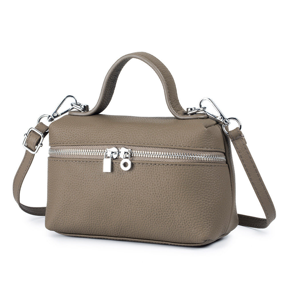Square Leather Crossbody Bag – Genuine Cowhide  Shoulder Bag