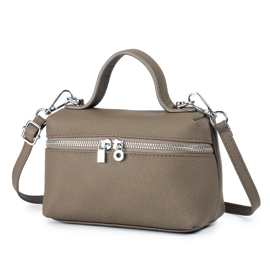 Square Leather Crossbody Bag – Genuine Cowhide  Shoulder Bag