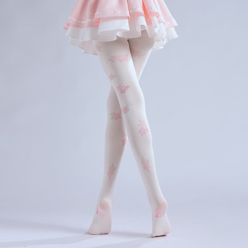 Sweet Sakura Tights with high elasticity and shaping fit, suitable for events, cosplay, street style, and gifting girls at Christmas