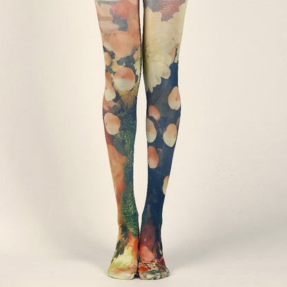 Victorian Oil Painting Tights with high elasticity and compression,shaping fit and ideal for weddings, parties, ethnic outfits, and street fashion