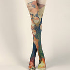Victorian Oil Painting Tights with high elasticity and compression,shaping fit and ideal for weddings, parties, ethnic outfits, and street fashion