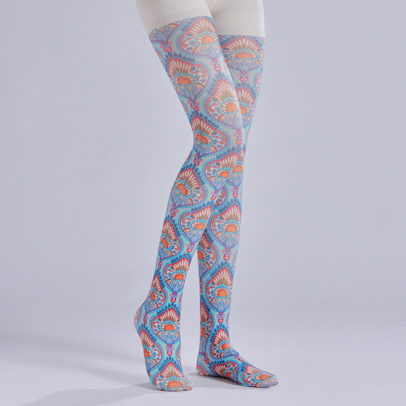 Vintage Colorful Tights Boho with high elasticity and compression,shaping fit and ideal for weddings, parties, ethnic outfits, and street fashion