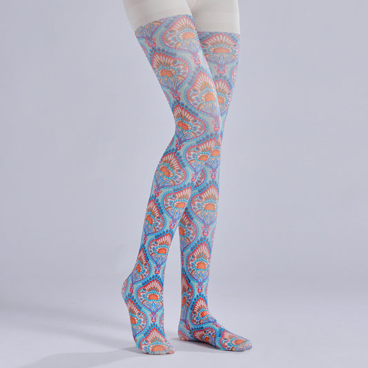 Vintage Colorful Tights Boho with high elasticity and compression,shaping fit and ideal for weddings, parties, ethnic outfits, and street fashion