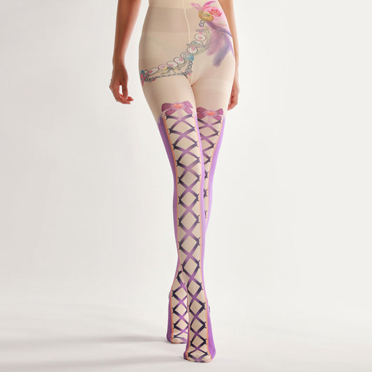 Vintage Lace-up Tie Tights