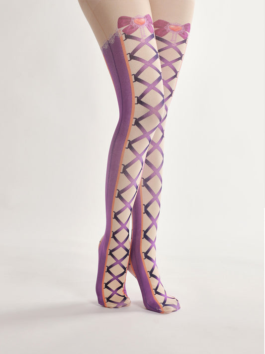 Vintage Lace-up Tie Tights