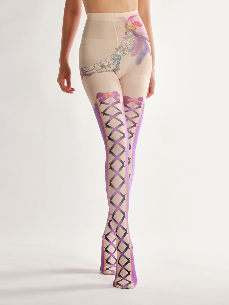 Vintage Lace-up Tie Tights