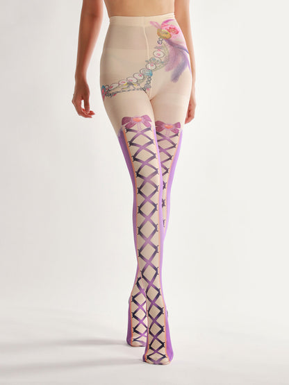 Vintage Lace-up Tie Tights