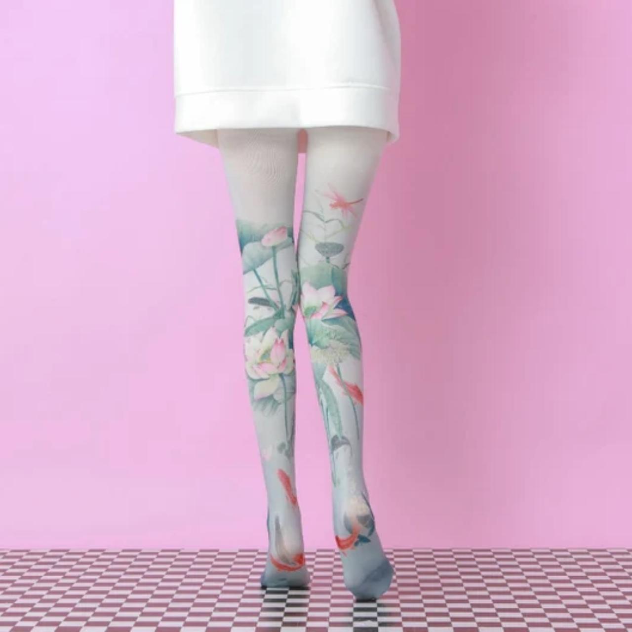 Vintage Lotus and Lucky Fish Tights