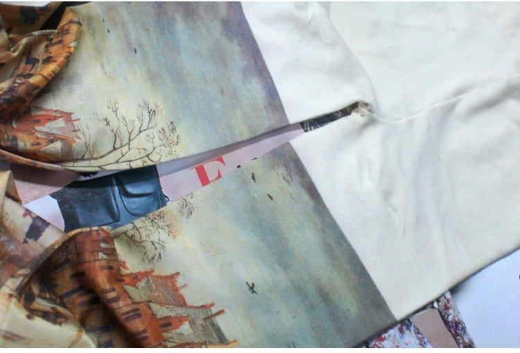 Vintage Oil Painting Print Tights