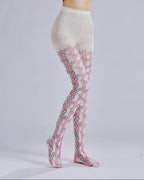 Striped Floral Print Tights with high elasticity and compression,shaping fit and ideal for weddings, parties, ethnic outfits, and street fashion