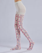 Striped Floral Print Tights with high elasticity and compression,shaping fit and ideal for weddings, parties, ethnic outfits, and street fashion