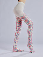 Striped Floral Print Tights with high elasticity and compression,shaping fit and ideal for weddings, parties, ethnic outfits, and street fashion