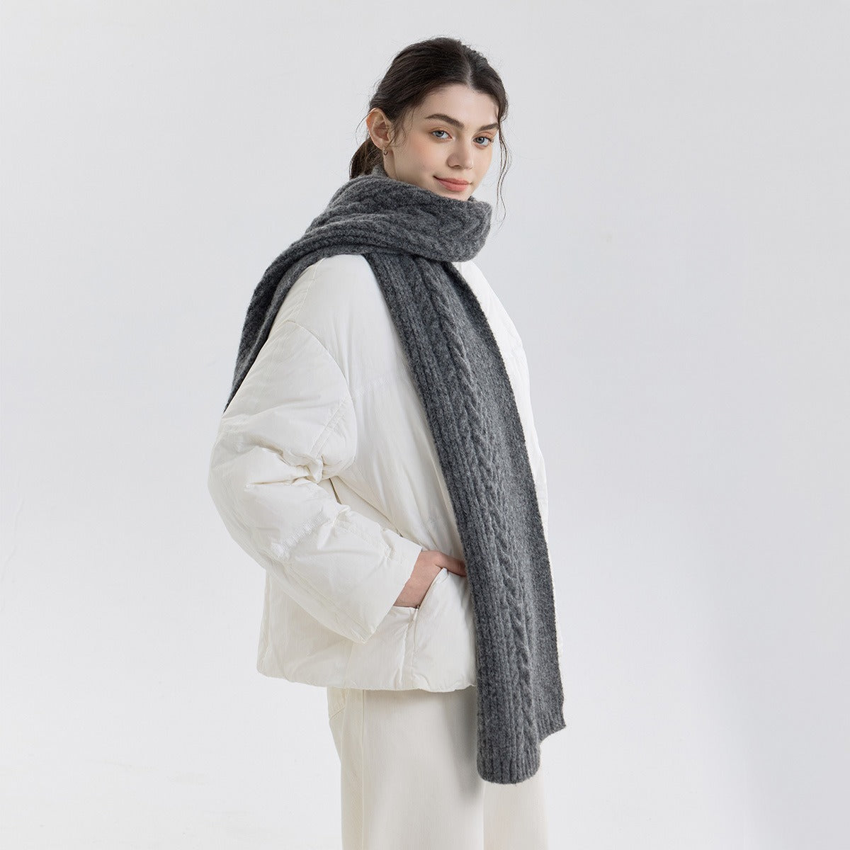 Women Cable Knit Scarf-Grainvity