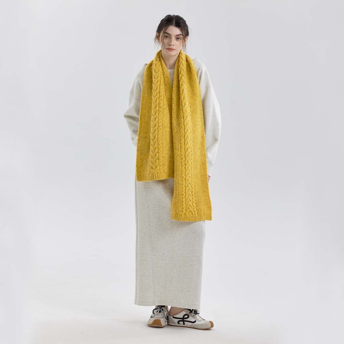 Women Cable Knit Scarf-Grainvity
