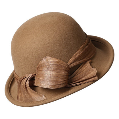 Women Cloche Hat With Silk ribbon-Grainvity