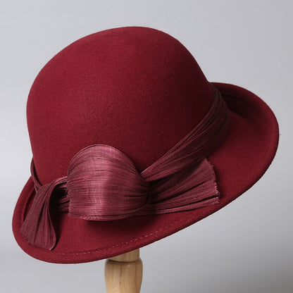 Women Cloche Hat With Silk ribbon-Grainvity