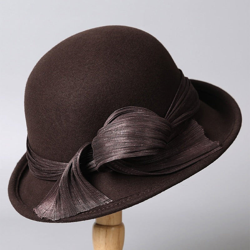 Women Cloche Hat With Silk ribbon-Grainvity